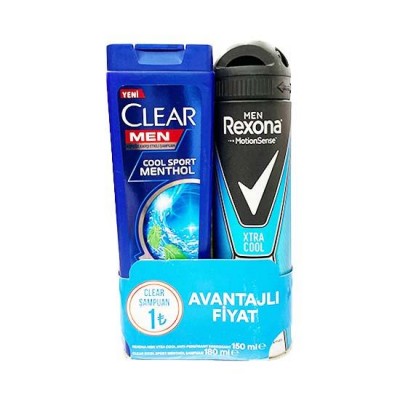 Rexona Deodorant Xtra Cool 150 ml +Clear Şampuan 180 ml